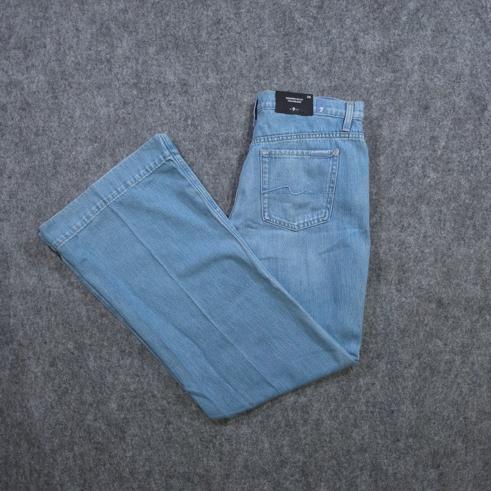 7 For All Mankind Modern Dojo Tailorless Jeans Light Wash Flare Leg Size 29 NWT